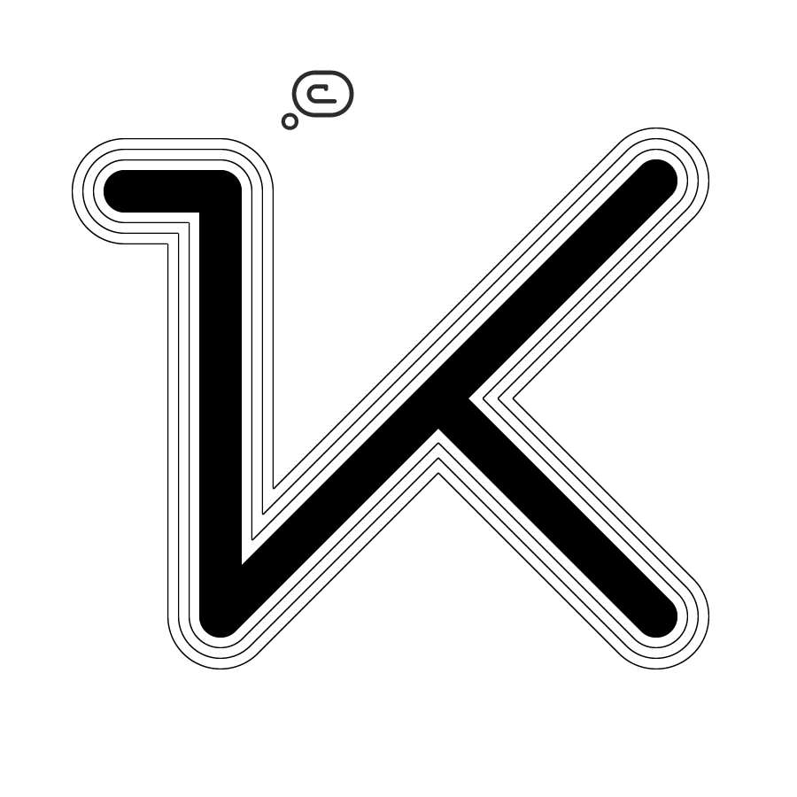 The letter K is outlined in four different font weights
